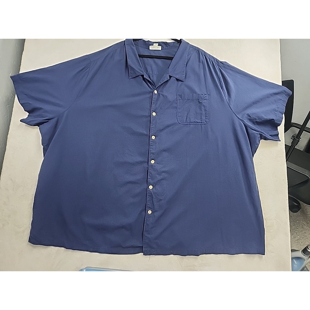 KS‎ Island Men's Button Up Shirt Short Sleeve Pocket Size 8XL Navy